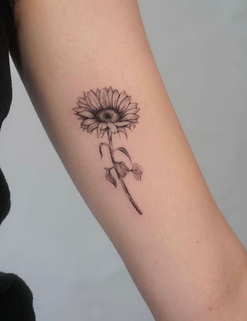 3D sketch of sunflower tattoo