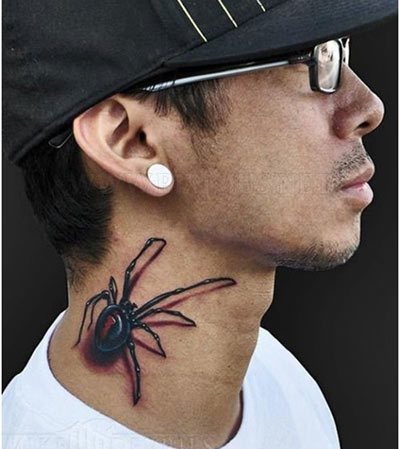 Spider tattoo design on the neck