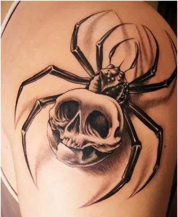 Spider web with skull tattoo design