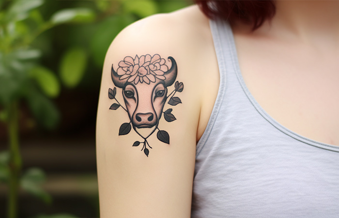 taurus flower tattoo design