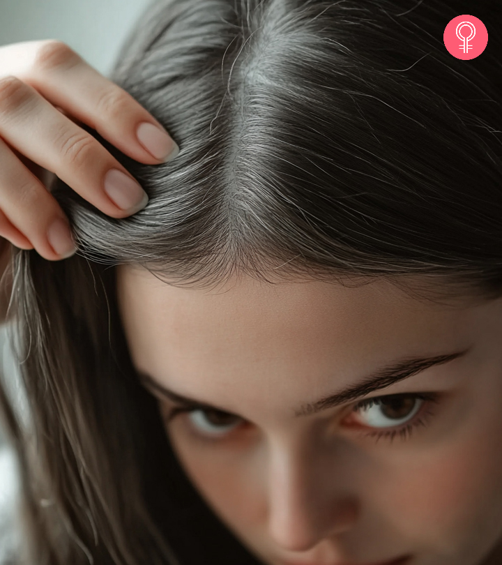 Women Showing Her White Hair