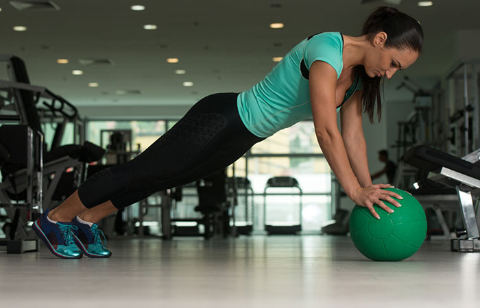 Medicine ball push-up exercise