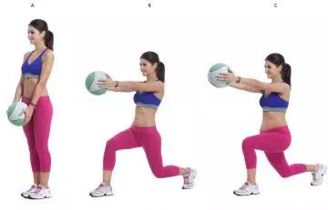 Medicine ball lunge with twist exercise