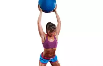 Medicine ball squat press throw exercise