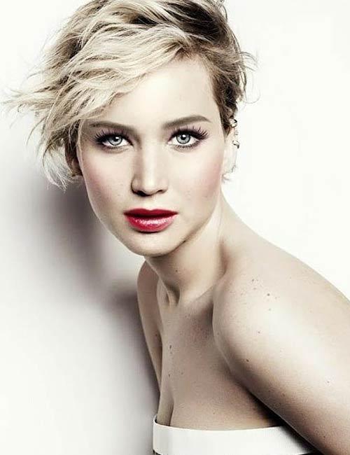 Jennifer Lawrence's round-faced celebrity hairstyle