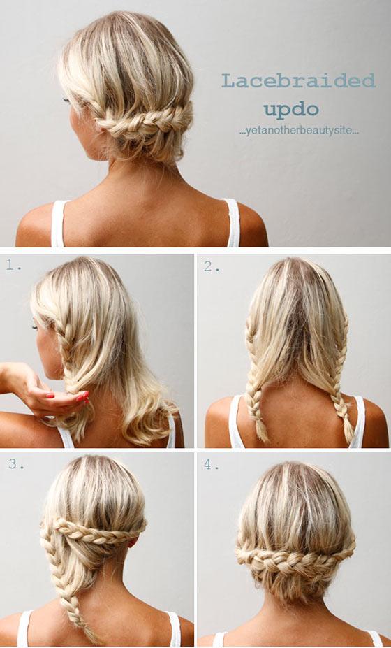 Lace braided updo for medium hair