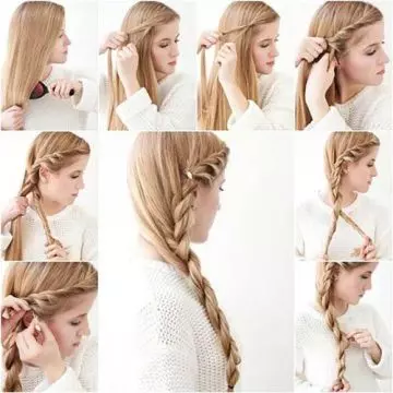 French twisted side braided hairstyle for long thin hair