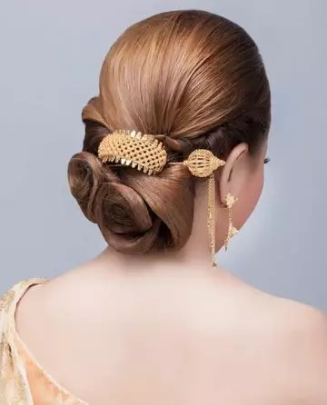 Bejeweled clip bridal hairstyle for round face