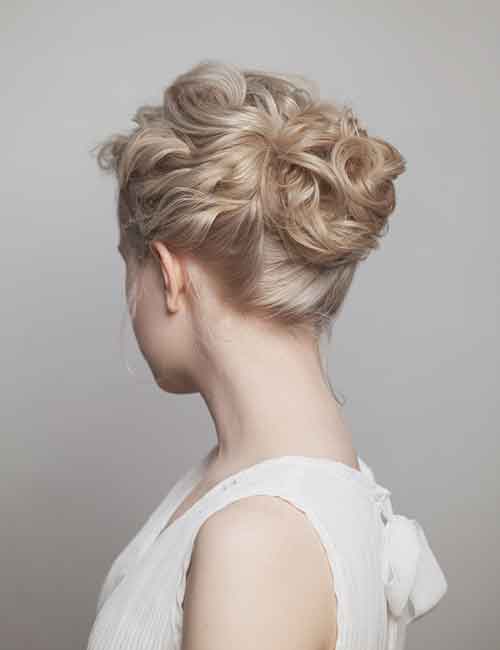 Artistic curly short hair updo