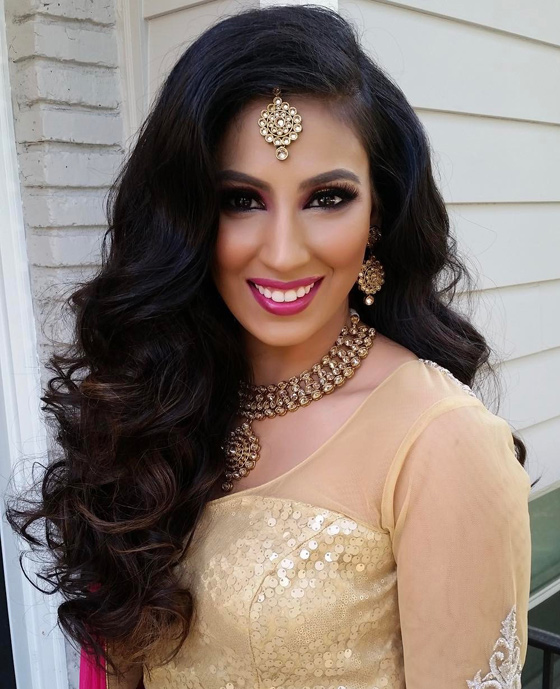 Blowdried curls Indian bridal hairstyle