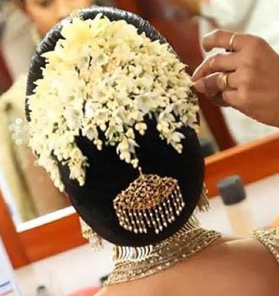 Bouquet bun Indian bridal hairstyle