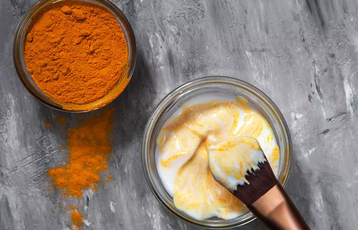 Curd and turmeric face pack