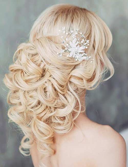 Curls bridal hairstyles for round face