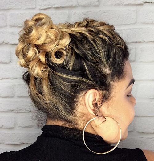 Curly ends short hair updo