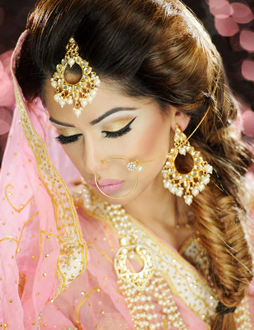 Dutch fishtail braid Indian bridal hairstyle