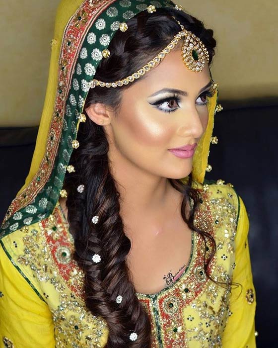 Dutch fishtail braid Indian bridal hairstyle