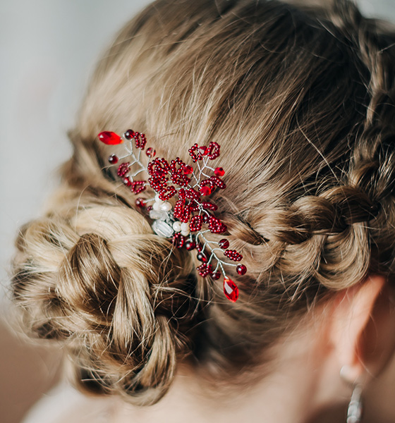 Dutch braids bun Indian bridal hairstyle