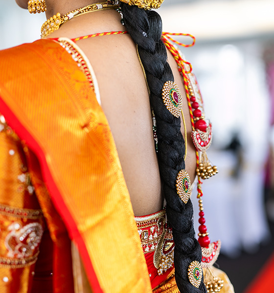 Elaborate poola jada braid Indian bridal hairstyle
