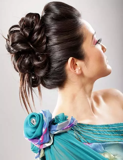 Folded updo bun hairstyle for long hair