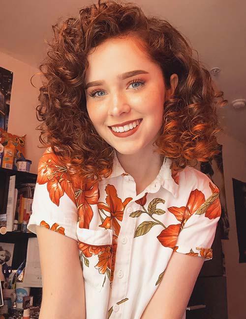 Ginger lob curly bob hairstyle