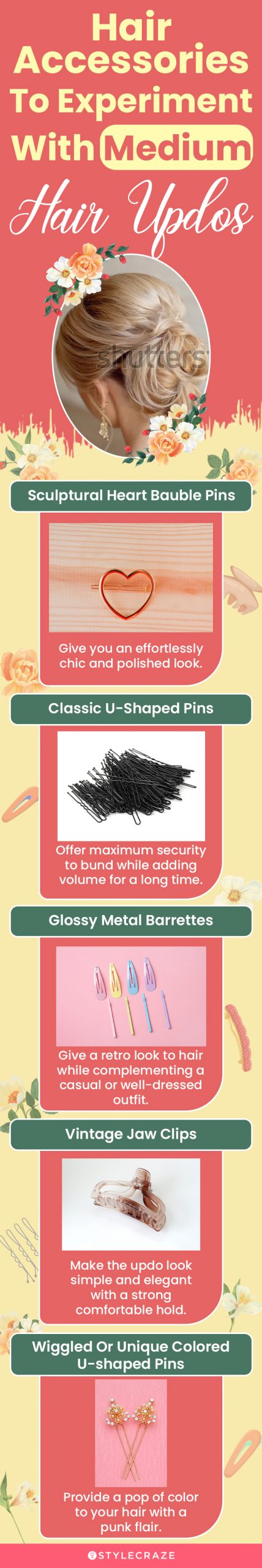 hair accessories to experiment with medium hair updos [infographic]