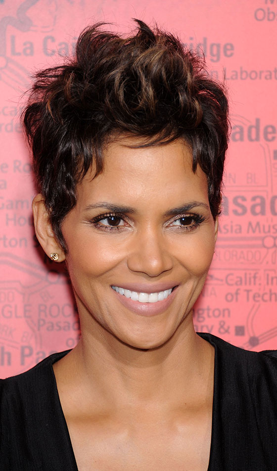 Halle Berry rocking her layered pixie cut
