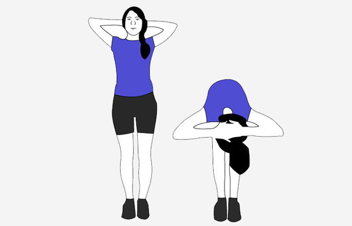 Hands on the head bow down exercise to increase height