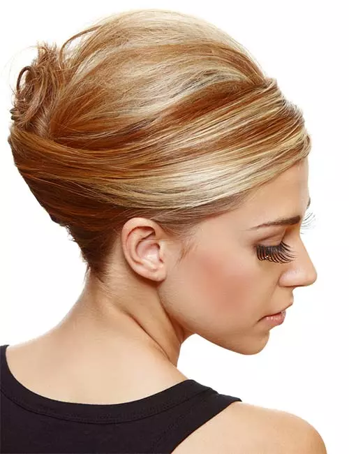 Highlighted beehive bun hairstyle for long hair