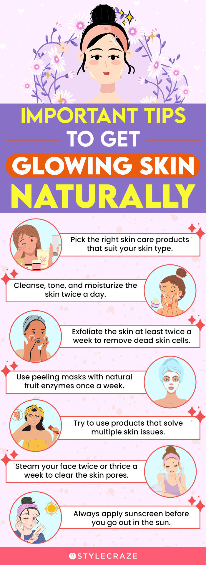 important tips to get glowing skin naturally (infographic)