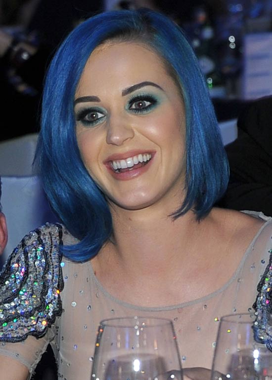 Funky Katy Perry blue tinged bob for short hair