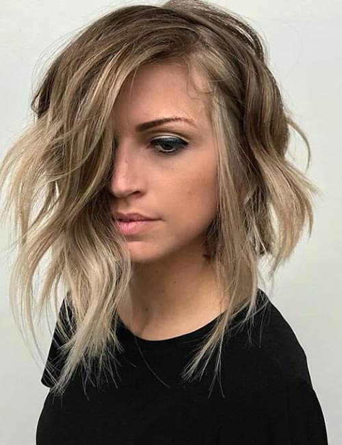 Layered a line bob hairstyle