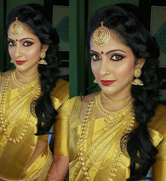 Loose romantic braid Indian bridal hairstyle