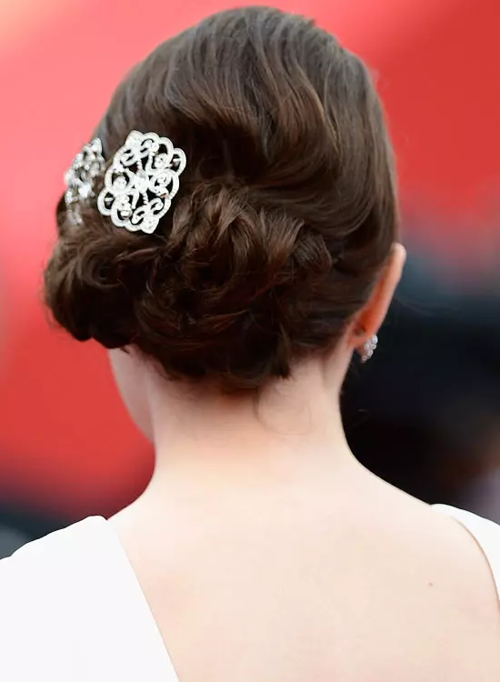 Low flowery updo for short hair