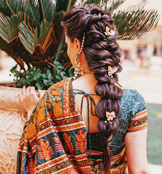 Mermaid braid Indian bridal hairstyle