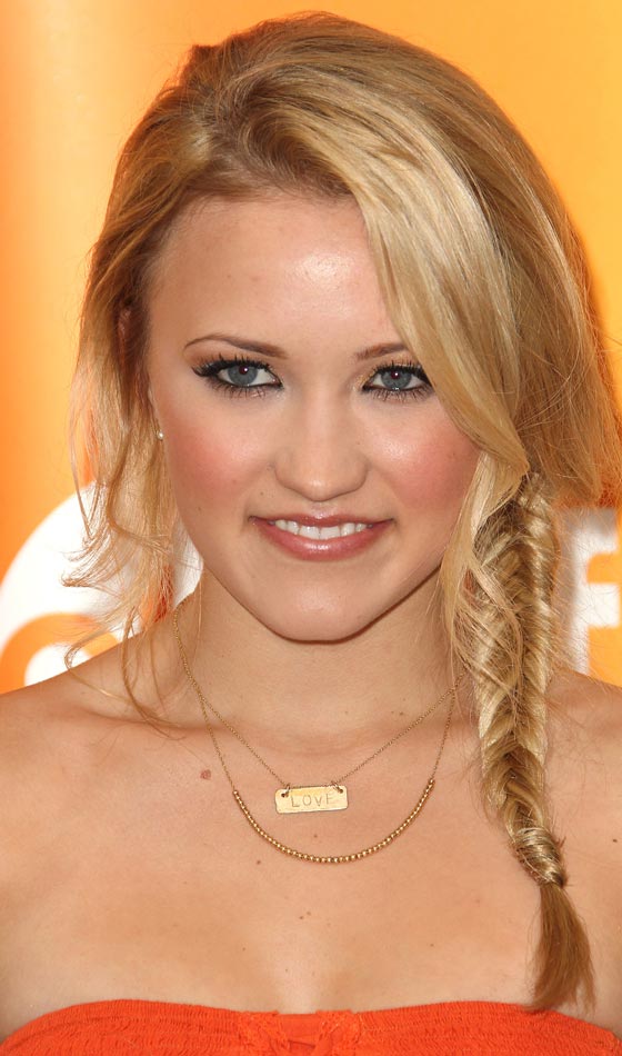 Messy bangs and tidy braid party hairstyle for long hair