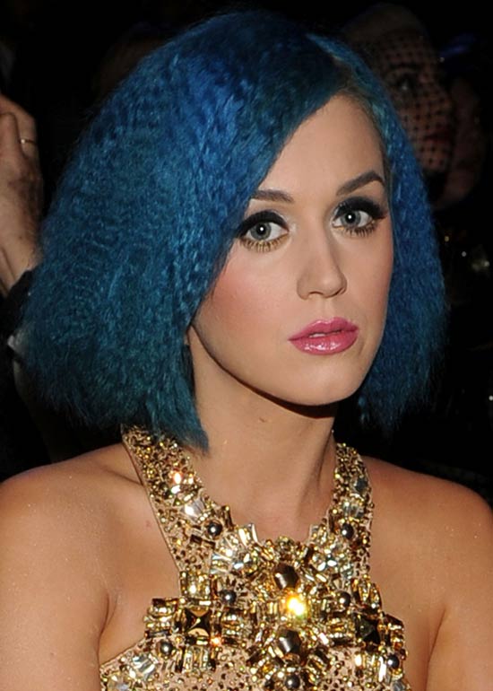 Funky Perry braided blue bob hairstyle for short hair