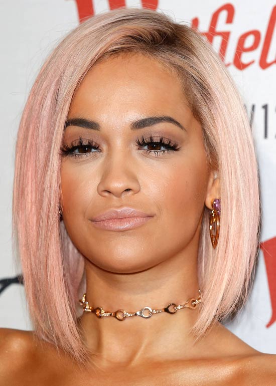 Funky pink blunt bob for short hair
