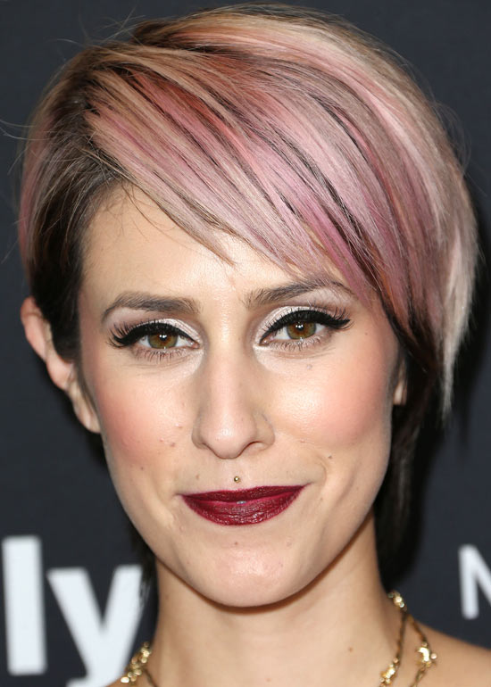 Funky pink punk pixie hairstyle for short hair