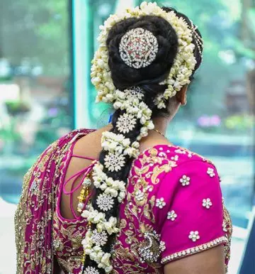 Pull through gajra braid Indian bridal hairstyle