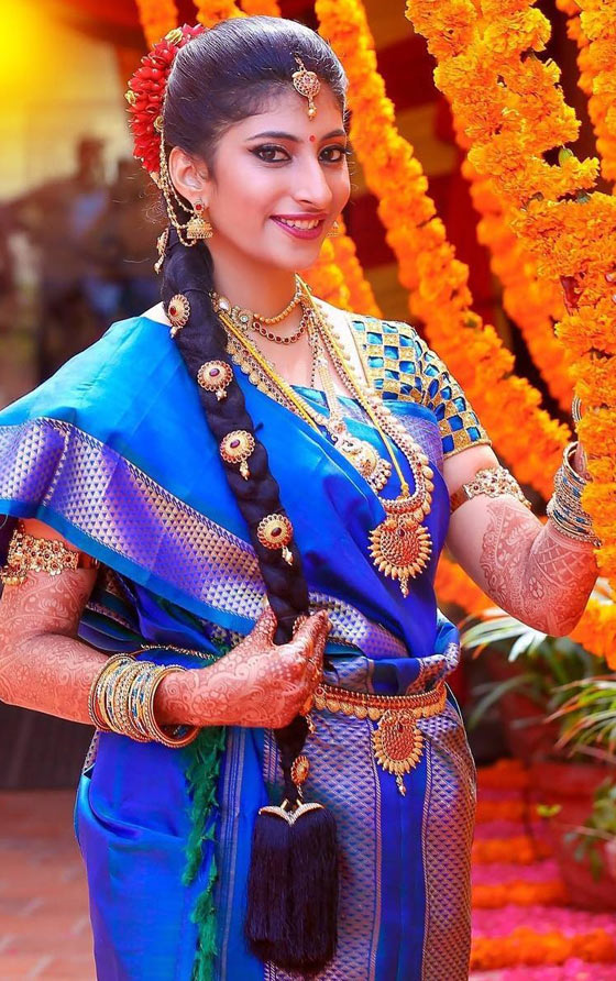 Royal phoola billalu braid Indian bridal hairstyle
