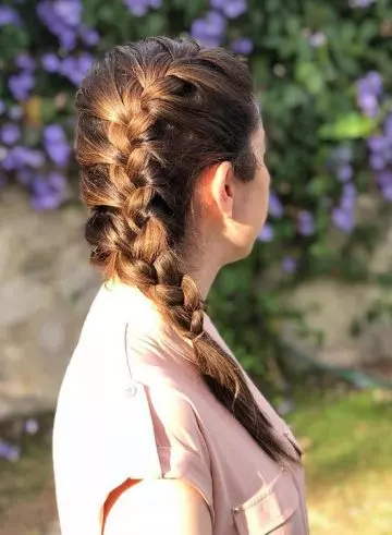 Side French barid as bridal hairstyle for long hair