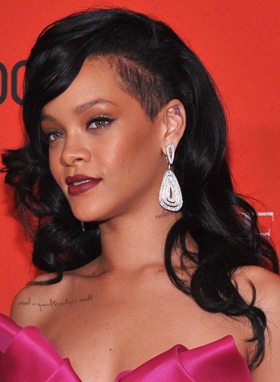 Rihanna sporting her side shaved bob hairstyle
