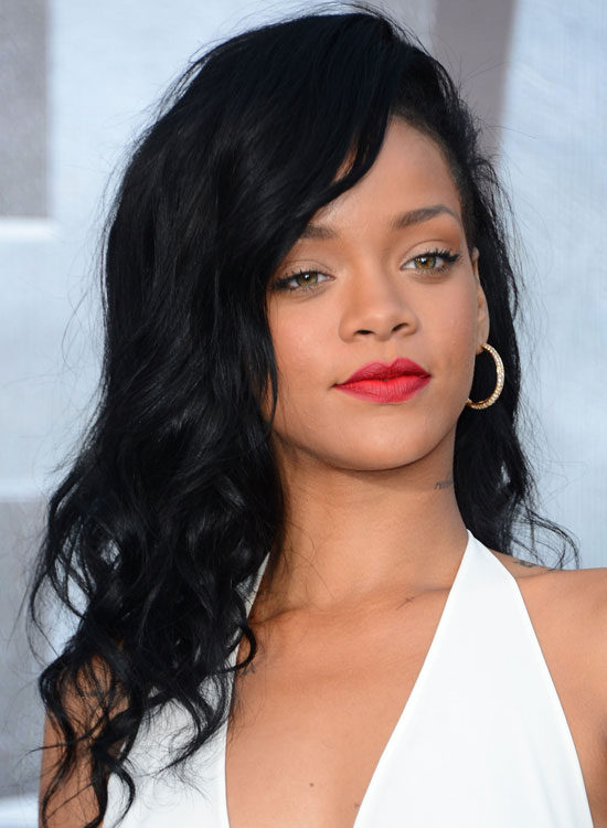 Rihanna sporting a side shaved waves hairstyle