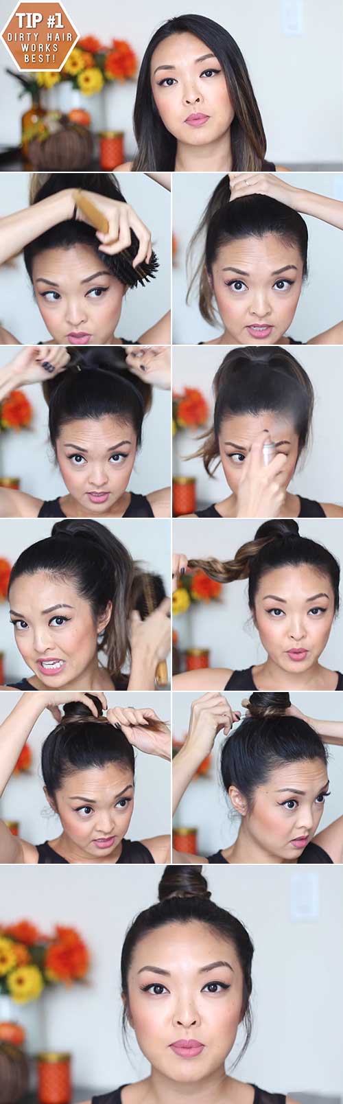 How to do a small elegant top knot