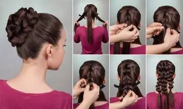 Braided bun bridal hairstyle for round face