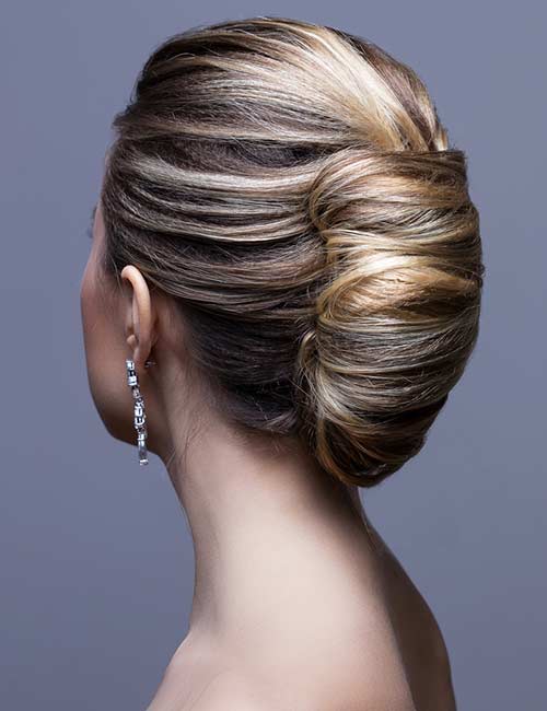 French twist bridal hairstyle for round face