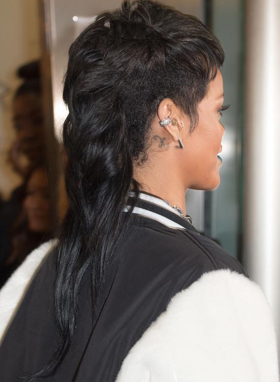 Rihanna sporting the mohawk tail hairstyle