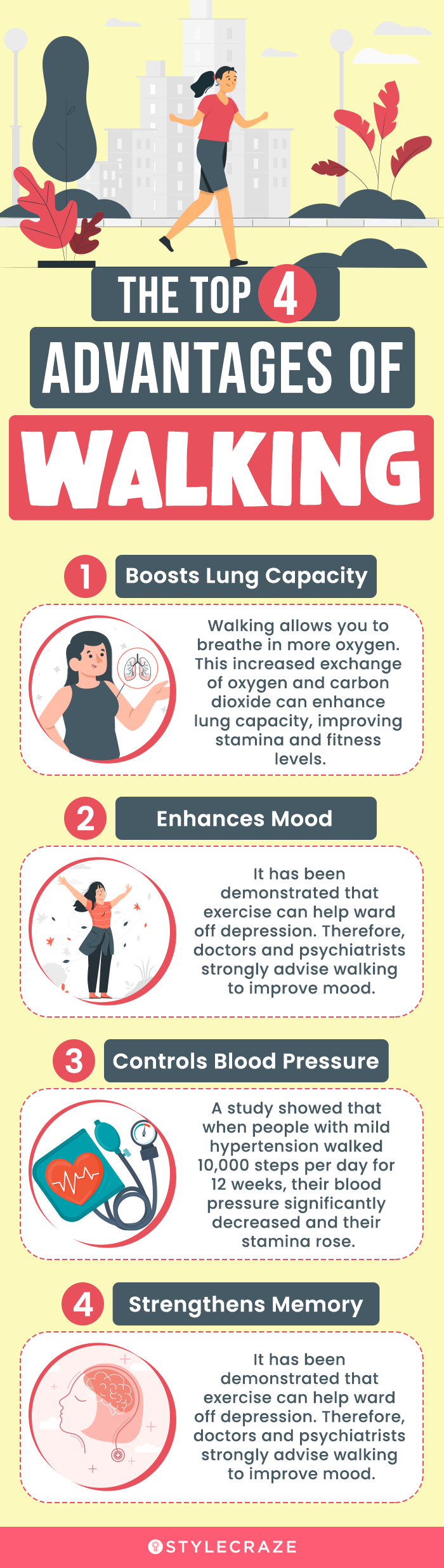 the top 4 advantages of walking (infographic)