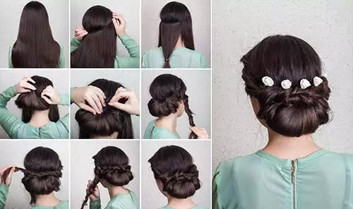 Twist and fold bridal hairstyle for round face