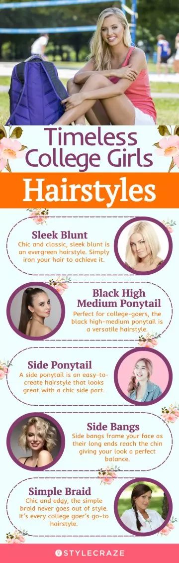 timeless college girls hairstyles (infographic)